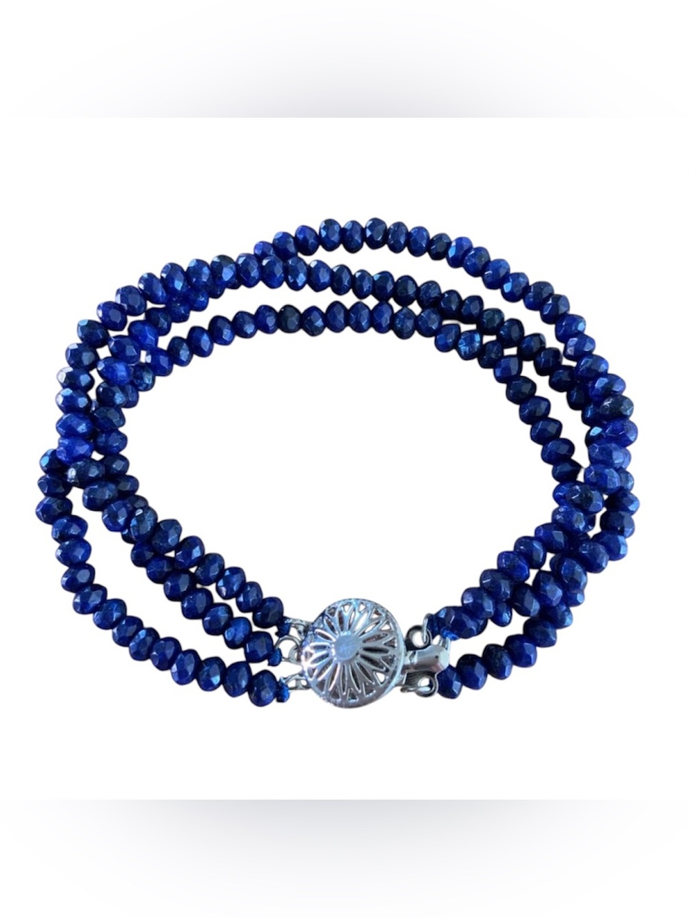 Blue Lapis Triple Strand Beaded Bracelet